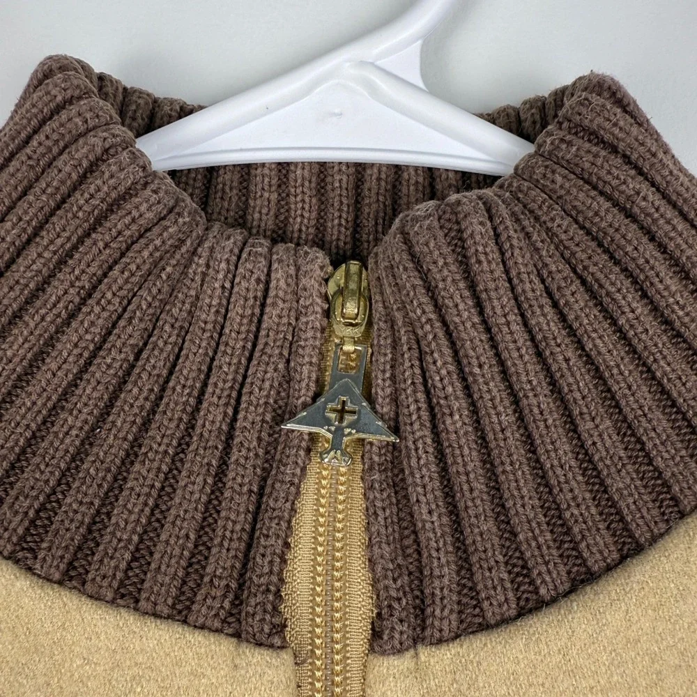 LRG Lion Rock Full Zip Sweater Mens 4XL Tan Brown Wool Blend Streetwear Jacket‎